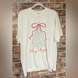 Comfort Colors Cream Tee with Festive Bow Tree Design